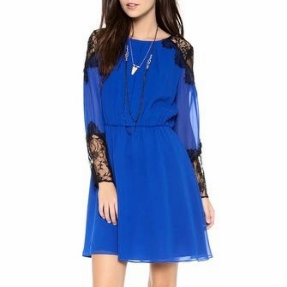 Alice + Olivia Dany blue silk dress